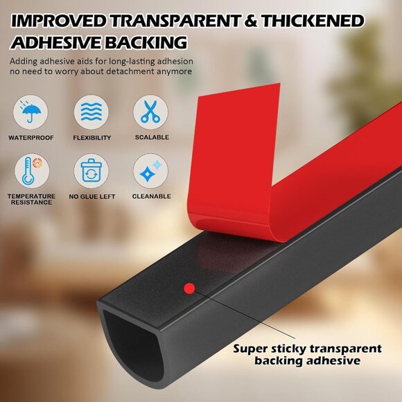 20FT Weather Stripping Door Seal - Self Adhesive Weather Insulation Strip Weathe - Picture 7 of 7